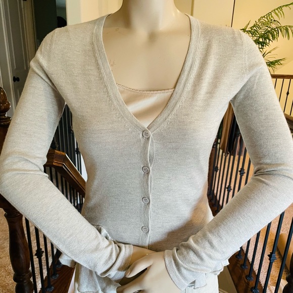 NWOT Saks Fifth Avenue Ruffle Cardigan Sweater S - Picture 2 of 6